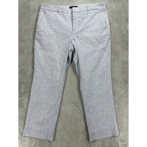 Gap Dress Pants Mens 35 Blue White Striped Linen Stretch Straight Leg Casual